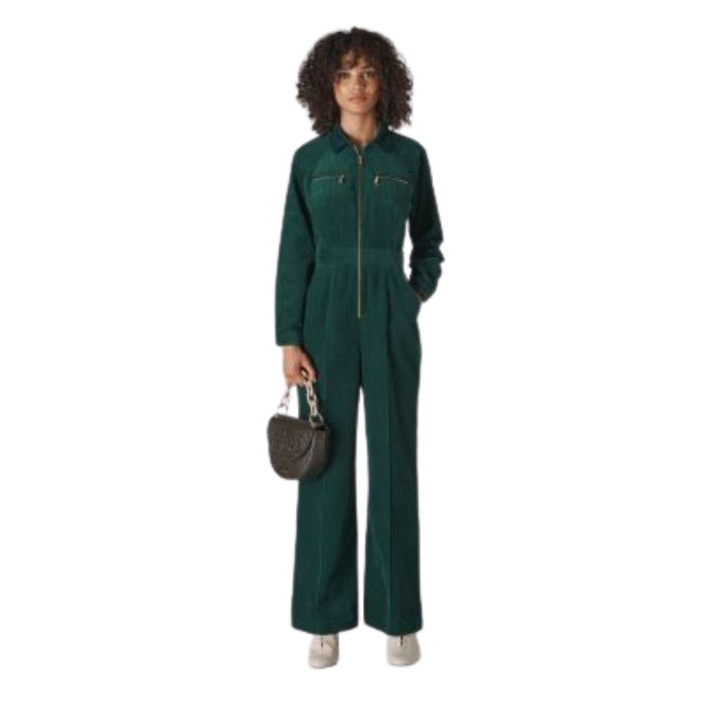 Whistles Corduroy Jumpsuit In Dark Green Gem